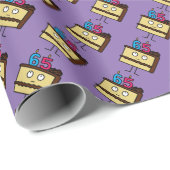 第65蝋燭が付いているお誕生日ケーキ ラッピングペーパー (ロールコーナー)