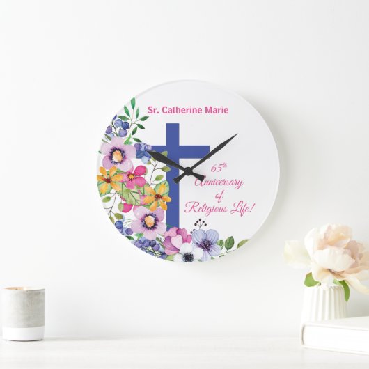 、第65記念日の尼僧の宗教生命個人化して下さい ラージ壁時計 (ホーム)