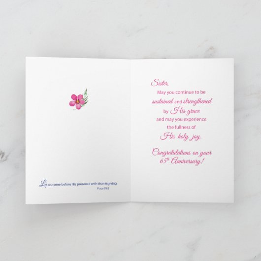 第65記念日の尼僧の宗教生命十字及び花 カード (内部)
