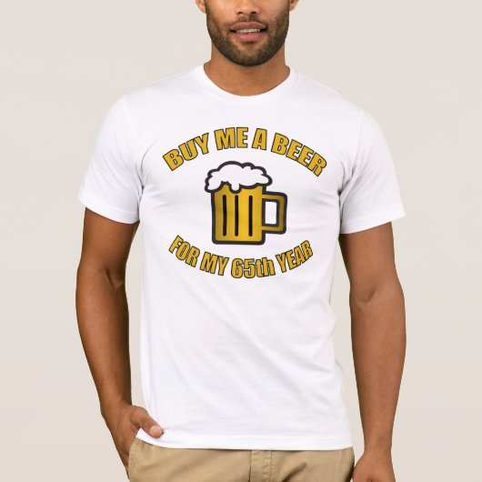 第65誕生日おもしろいビール Tシャツ (正面)