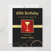 第65誕生日のびっくりパーティ-任意写真 招待状 (正面)