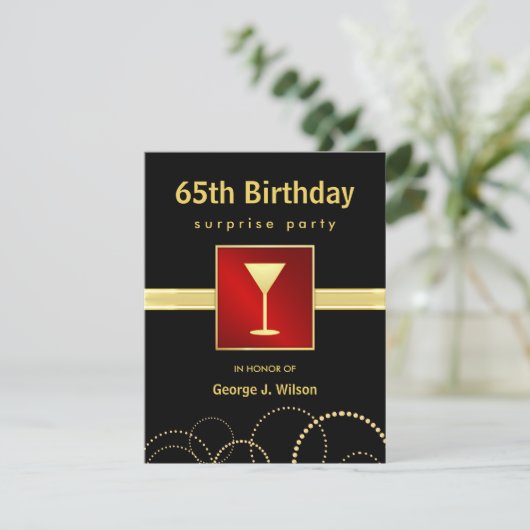 第65誕生日のびっくりパーティ-任意写真 招待状 (スタンド正面)