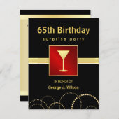 第65誕生日のびっくりパーティ-任意写真 招待状 (正面/裏面)