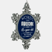 第65誕生日の世界の最も最高のですばらしい濃紺 スノーフレークピューターオーナメント (左)