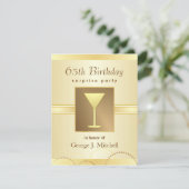 第65誕生日の驚きのパーティの招待状-金ゴールド 招待状 (スタンド正面)