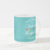 第65誕生日ほとんどのすばらしくカラフルな宝石Turquois フロストグラスマグカップ (正面右)