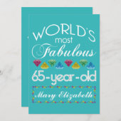 第65誕生日ほとんどのすばらしくカラフルな宝石Turquois 招待状 (正面/裏面)