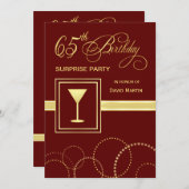 第65誕生日サプライズパーティの招待状-ブルゴーニュ 招待状 (正面/裏面)