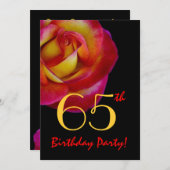 第65誕生日テンプレート-赤と黄色のバラ 招待状 (正面/裏面)
