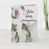 第65誕生日ハエレガントンミングバード水彩 カード (正面)
