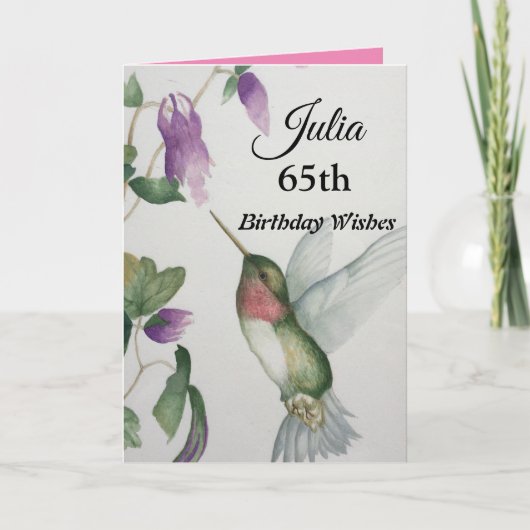 第65誕生日ハエレガントンミングバード水彩 カード (正面)