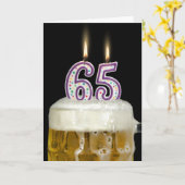 第65誕生日ビール カード (黄色い花)