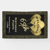 第65誕生日数Pattenの金ゴールドおよび黒を歓迎して下さい 横断幕 (横)