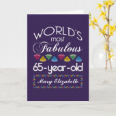 第65誕生日最も素晴らしいカラフル宝石紫 カード (黄色い花)