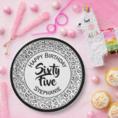 第65誕生日白黒クールな数パターン ペーパープレート (パーティー)