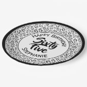 第65誕生日白黒クールな数パターン ペーパープレート (アングル)