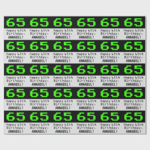 第65誕生日-ネルディ/オタク系のスタイル「65」と名前 ラッピングペーパー
