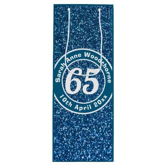 第65誕生日（名前、年齢、日付ワイン付き） ワインギフトバッグ (正面)