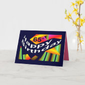 第65誕生日-虹によって着色されるお祝い カード (黄色い花)