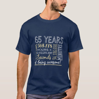 第65誕生日- 65年（時間内）のブラック&金ゴールド Tシャツ