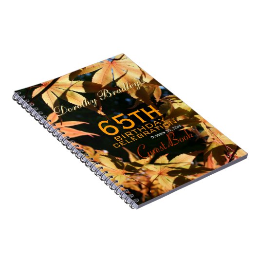 第65誕生祝いの秋のカスタムな来客名簿 ノートブック (右側)
