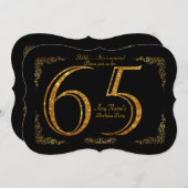 第65、誕生会第65、素晴らしいのGatsby、黒及び金ゴールド 招待状 (正面/裏面)