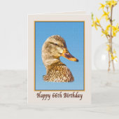 第66マガモのアヒルが付いているバースデー・カード カード (黄色い花)