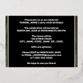 第66回バースデーパーティーはっきりした:,木目フェイク模様 箔招待状 (裏面)