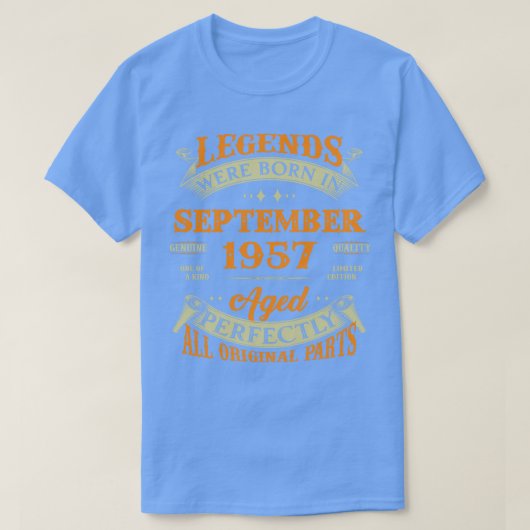 第66誕生日ギフト生まれレジェンド1957年9月 Tシャツ (デザイン正面)