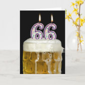 第66誕生日ビール カード (黄色い花)