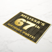 第67回バースデーパーティーはっきりした:,木目フェイク模様 箔招待状 (回転した状態)