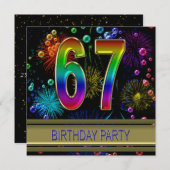 第67回バースデーパーティー招待(バブル付き) 招待状 (正面/裏面)