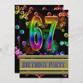 第67回バースデーパーティー招待（バブル付き） 招待状 (正面/裏面)