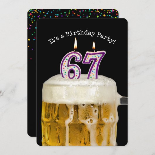 第67誕生日ビールパーティー 招待状 (正面/裏面)