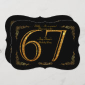 第67、誕生会第67、素晴らしいのGatsby、黒及び金ゴールド 招待状 (正面/裏面)