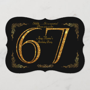 第67、誕生会第67、素晴らしいのGatsby、黒及び金ゴールド 招待状