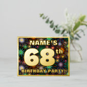 第68回バースデーはっきりしたトカラフル: Fireworks Look 箔招待状ポストカード (立ち正面)