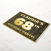 第68回誕生日パーティーはっきりした:木目フェイク模様 箔招待状 (回転した状態)