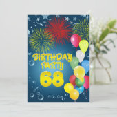 第68回誕生日パーティーへの招待(バルーン付き) 招待状 (スタンド正面)
