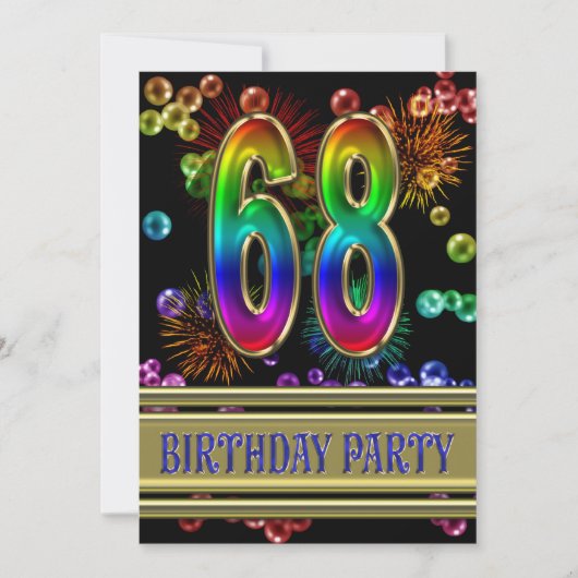 第68回誕生日パーティー招待(バブル付き) 招待状 (正面)