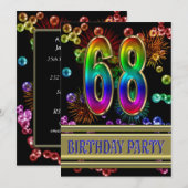 第68回誕生日パーティー招待(バブル付き) 招待状 (正面/裏面)