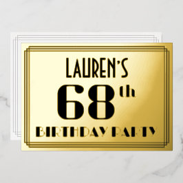 第68回誕生日パーティー：アールデコの外観"68"と名前 箔招待状