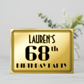 第68回誕生日パーティー:アールデコの外観"68"と名前 箔招待状 (立ち正面)