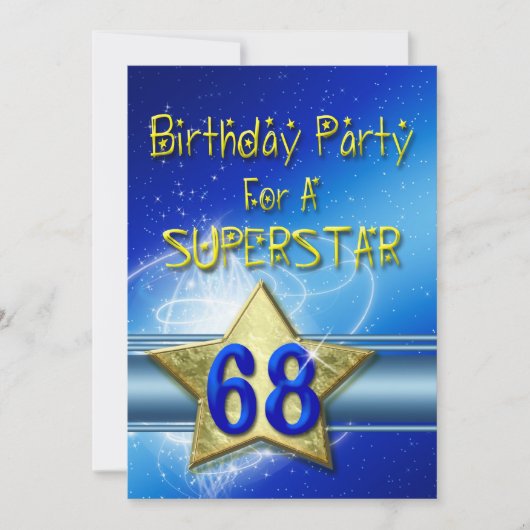 第68回誕生日パーティーSuperstarへの招待。 招待状 (正面)