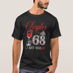 第68章EST 1955 68誕生日レッドローズW Tシャツ