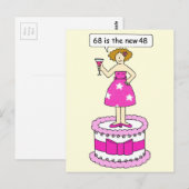 第68誕生日レディ・オンア・ケーキのユーモア ポストカード (正面/裏面)