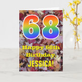 第68誕生日; 素朴な紅葉; 虹"68" カード (黄色い花)