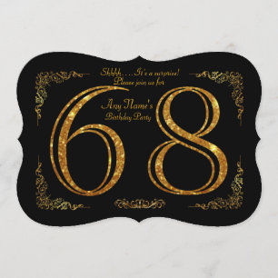 第68、誕生会第68、素晴らしいのGatsby、黒及び金ゴールド 招待状