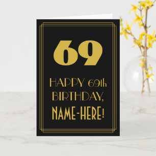 第69誕生日-アールデコは「69」と名前 カード