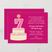 第7お誕生日ケーキ招待状 招待状 (正面/裏面)